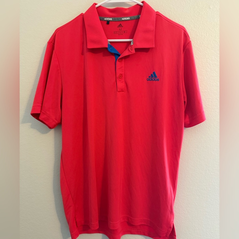 Adidas Men's Polo Shirt in Red and Blue golf shirt